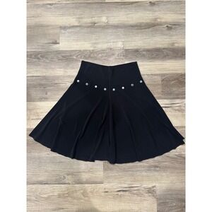 EvoVorro Black vintage A Line Skirt Embellished Buttons Midi Length size L Y2K